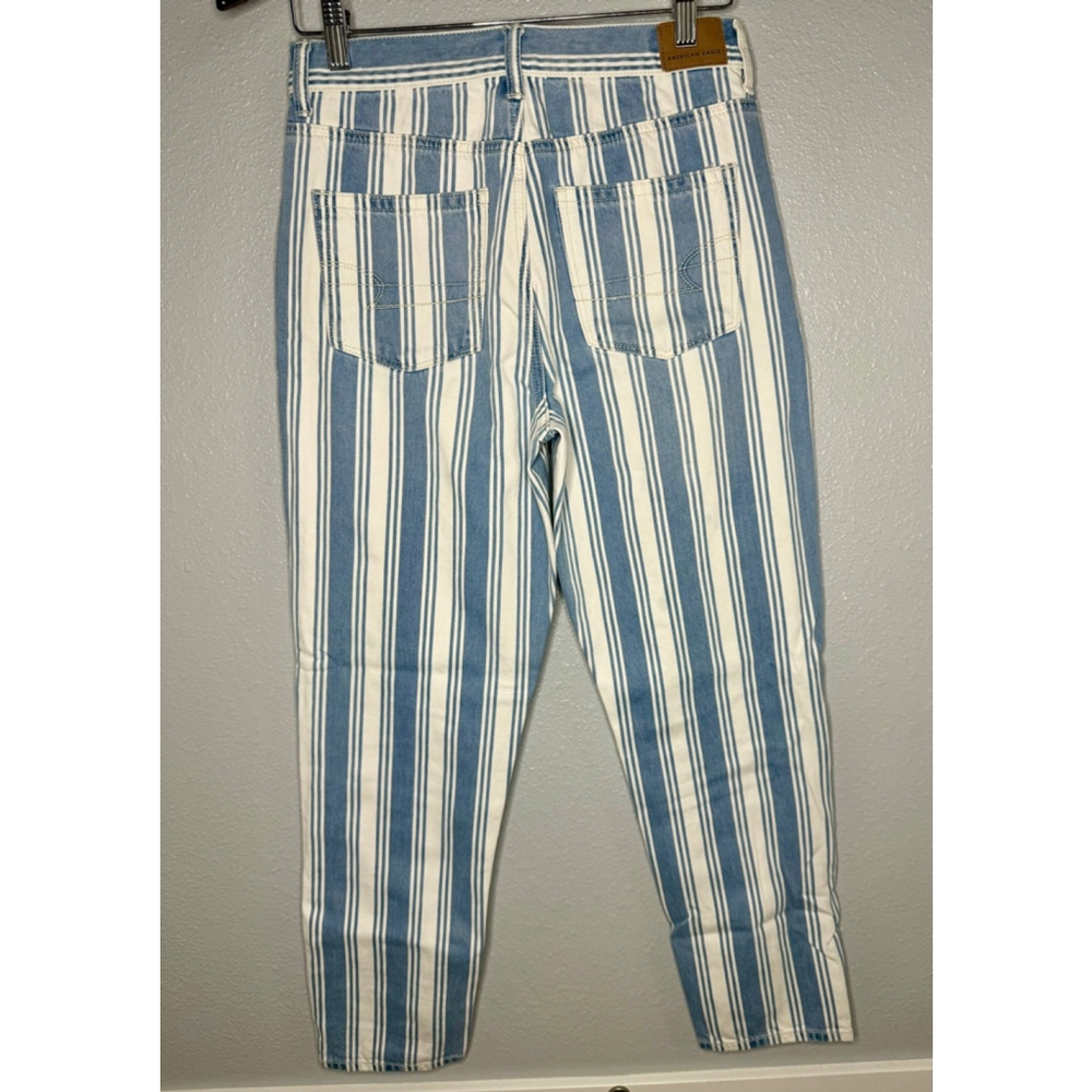 Women's American Eagle Blue & White Striped Jeans Size 4 - Picture 2 of 7